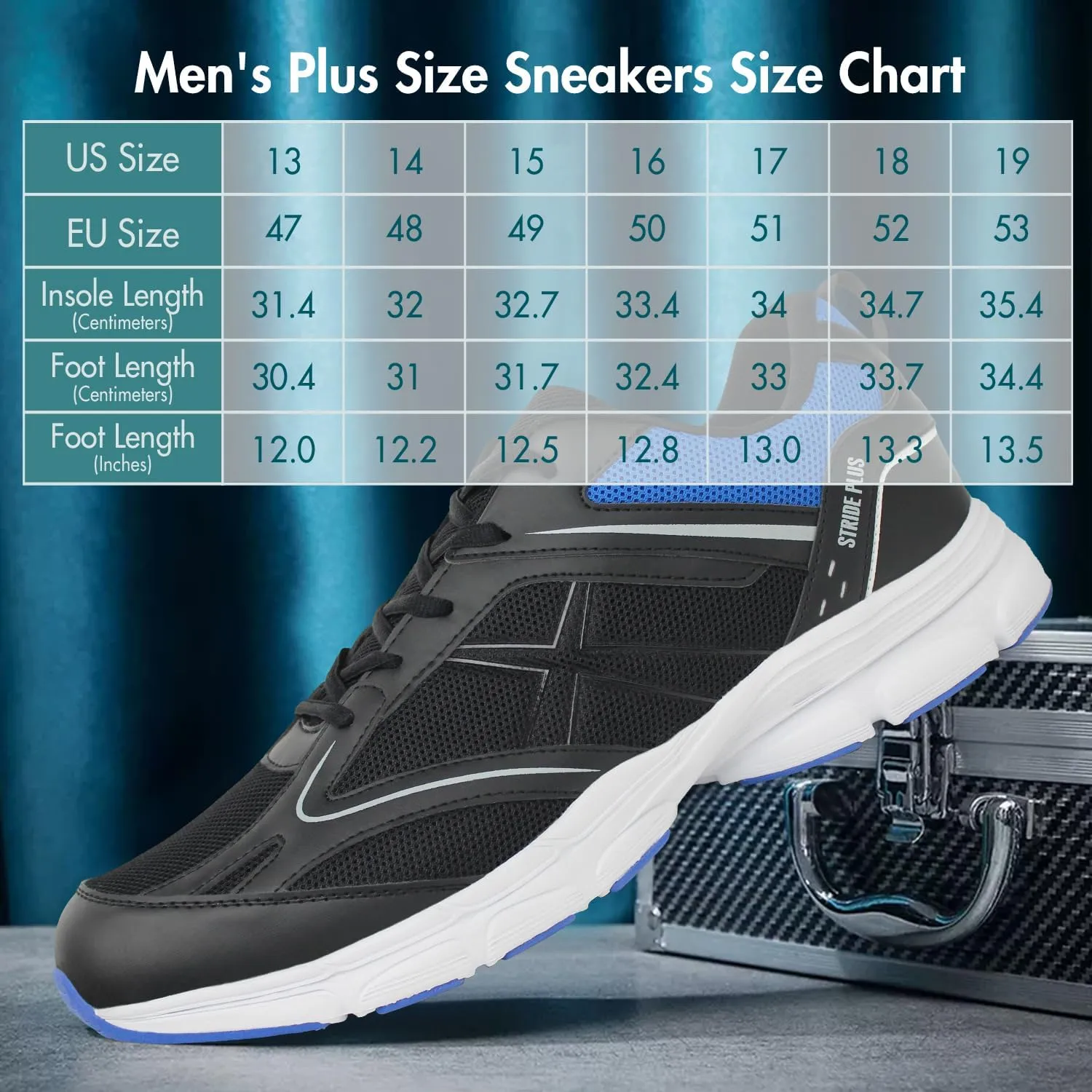 Hawkwell Men's Big Size Plus Size Casual Lightweight Walking Sneakers Sports Shoes US Size 13 14 15 16 17 18 19