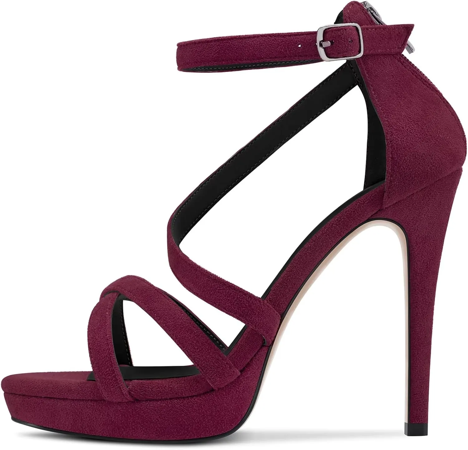 HDEUOLM Women Stiletto High Platform Heel Peep Open Toe Sandals Ankle Strap Prom Dress 4.7 Inches Heels