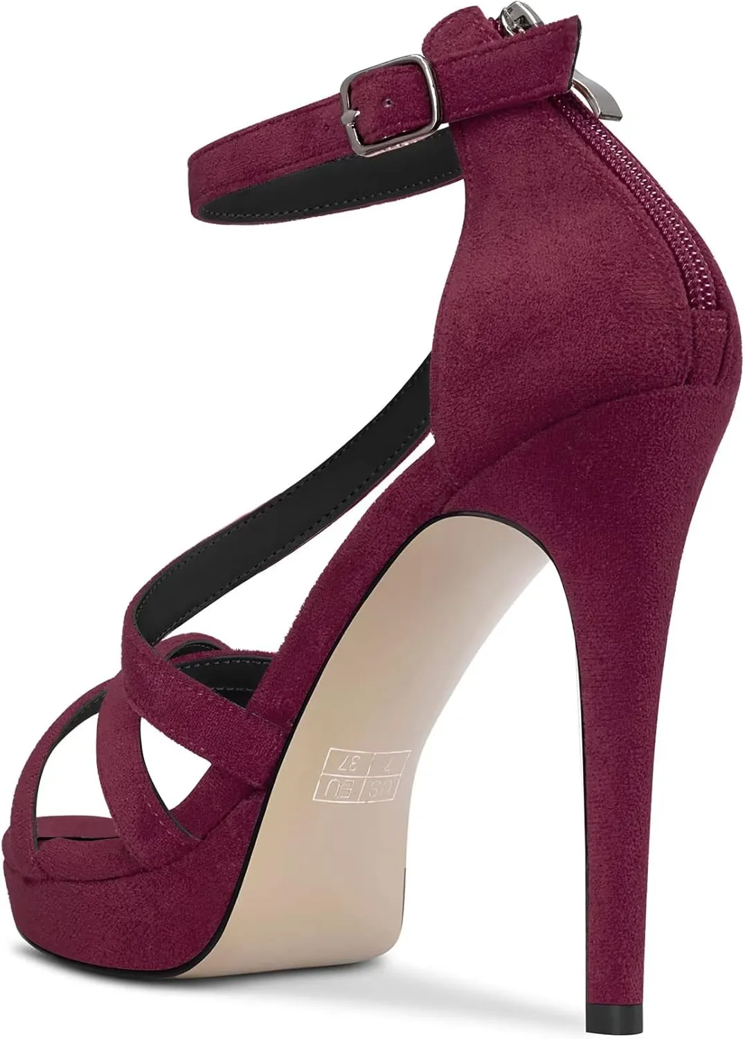 HDEUOLM Women Stiletto High Platform Heel Peep Open Toe Sandals Ankle Strap Prom Dress 4.7 Inches Heels