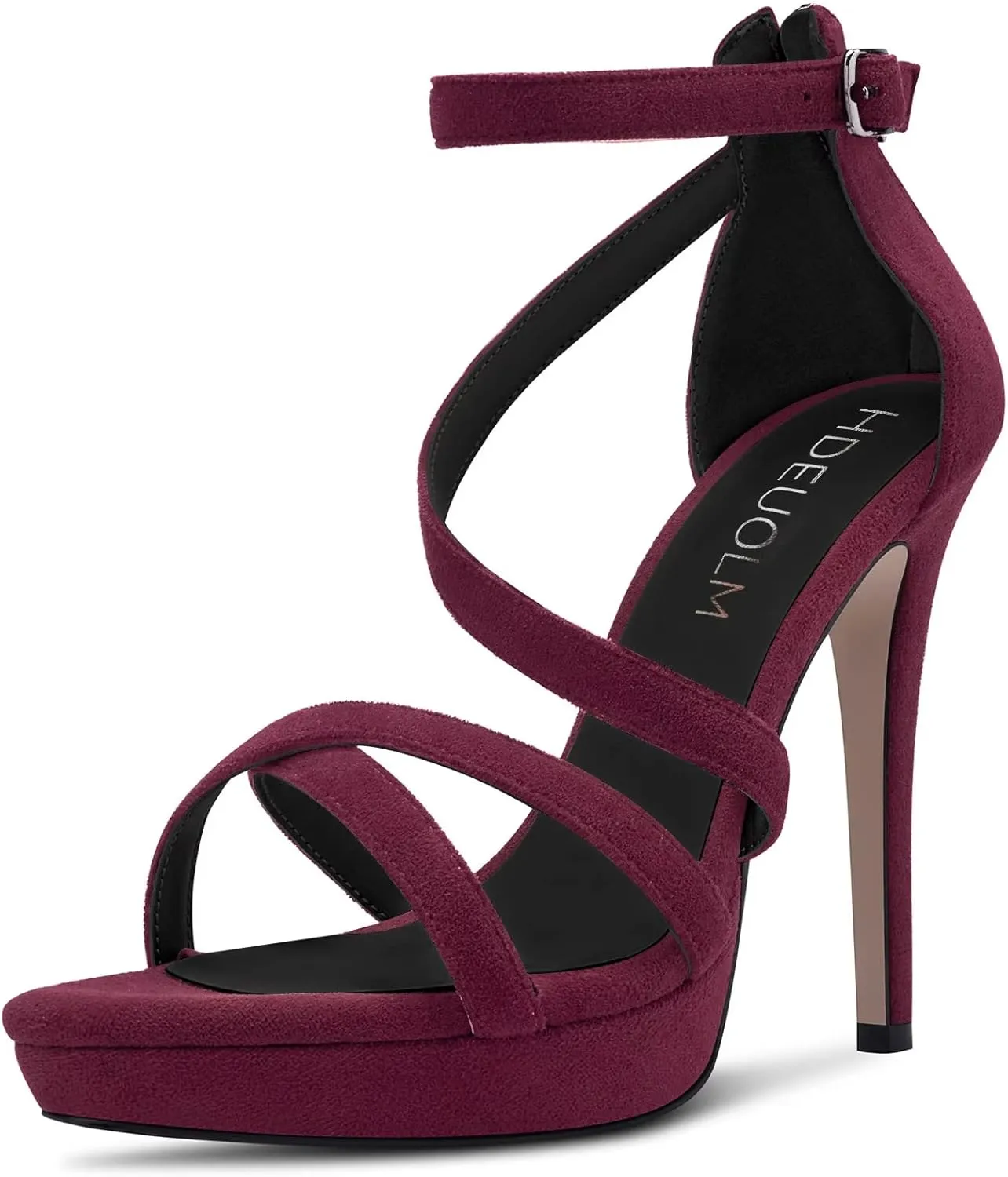HDEUOLM Women Stiletto High Platform Heel Peep Open Toe Sandals Ankle Strap Prom Dress 4.7 Inches Heels