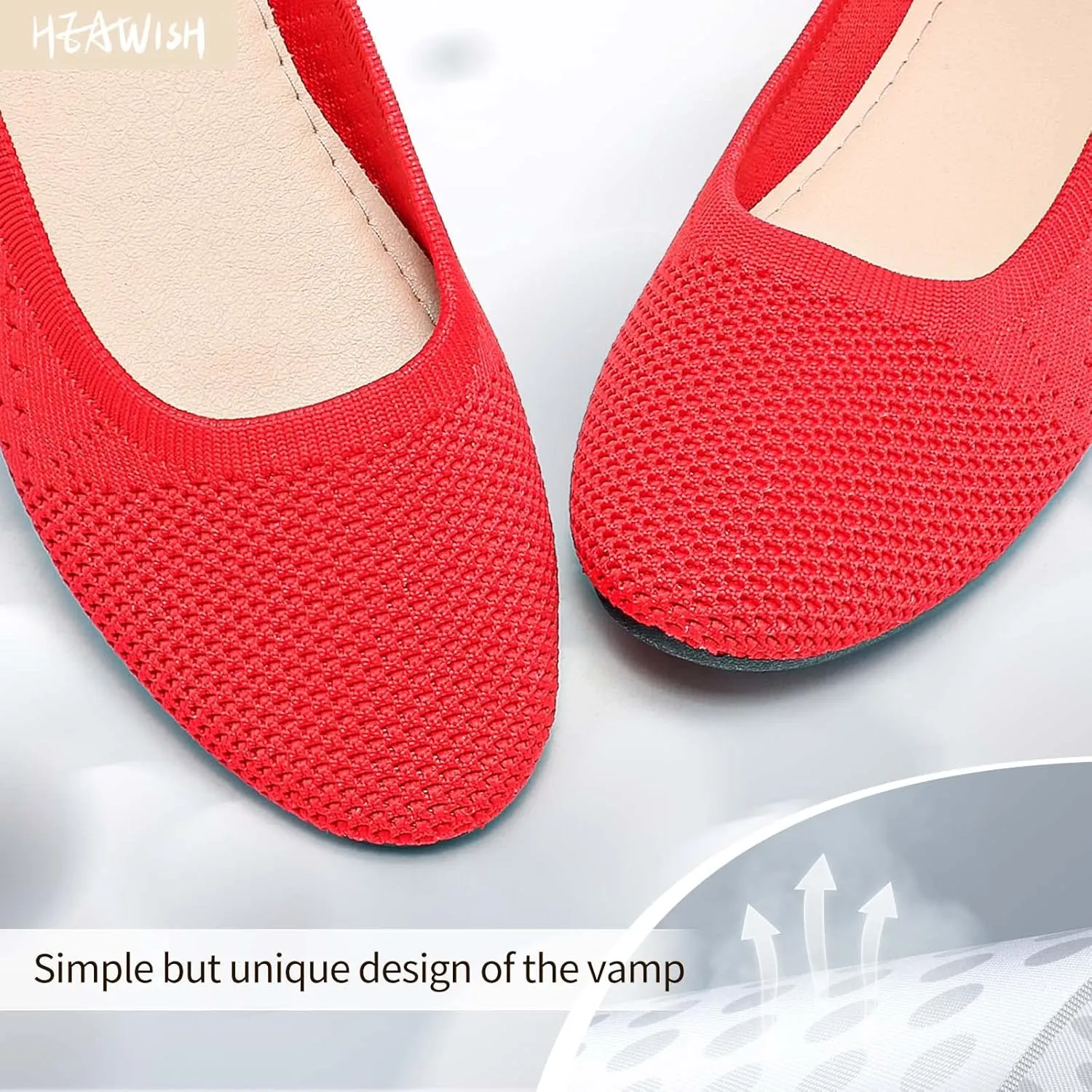 HEAWISH Comfortable Round Toe Flats Shoes Women, Slip On Ballet Flats for Women, Casual Women's Flats for Walking