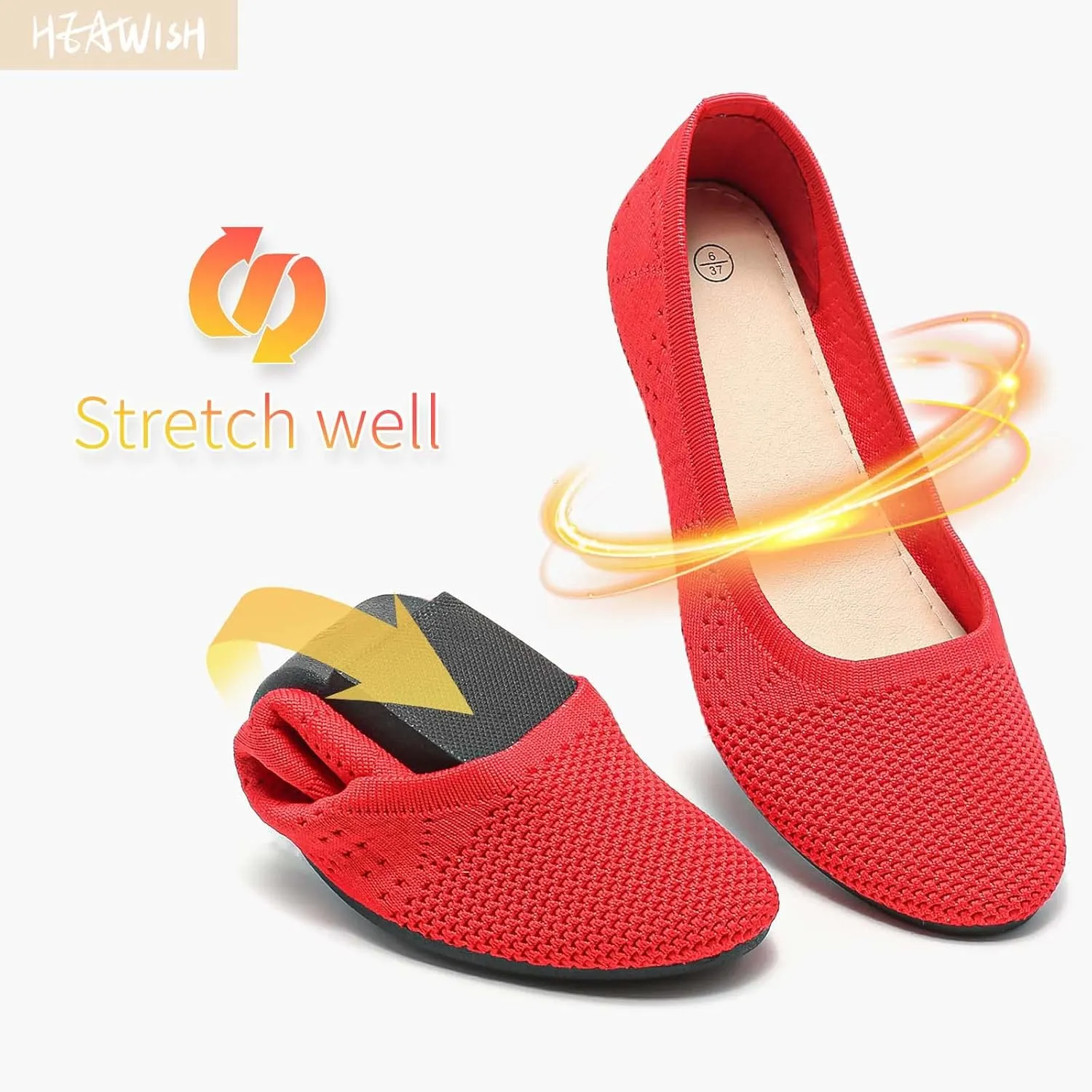 HEAWISH Comfortable Round Toe Flats Shoes Women, Slip On Ballet Flats for Women, Casual Women's Flats for Walking