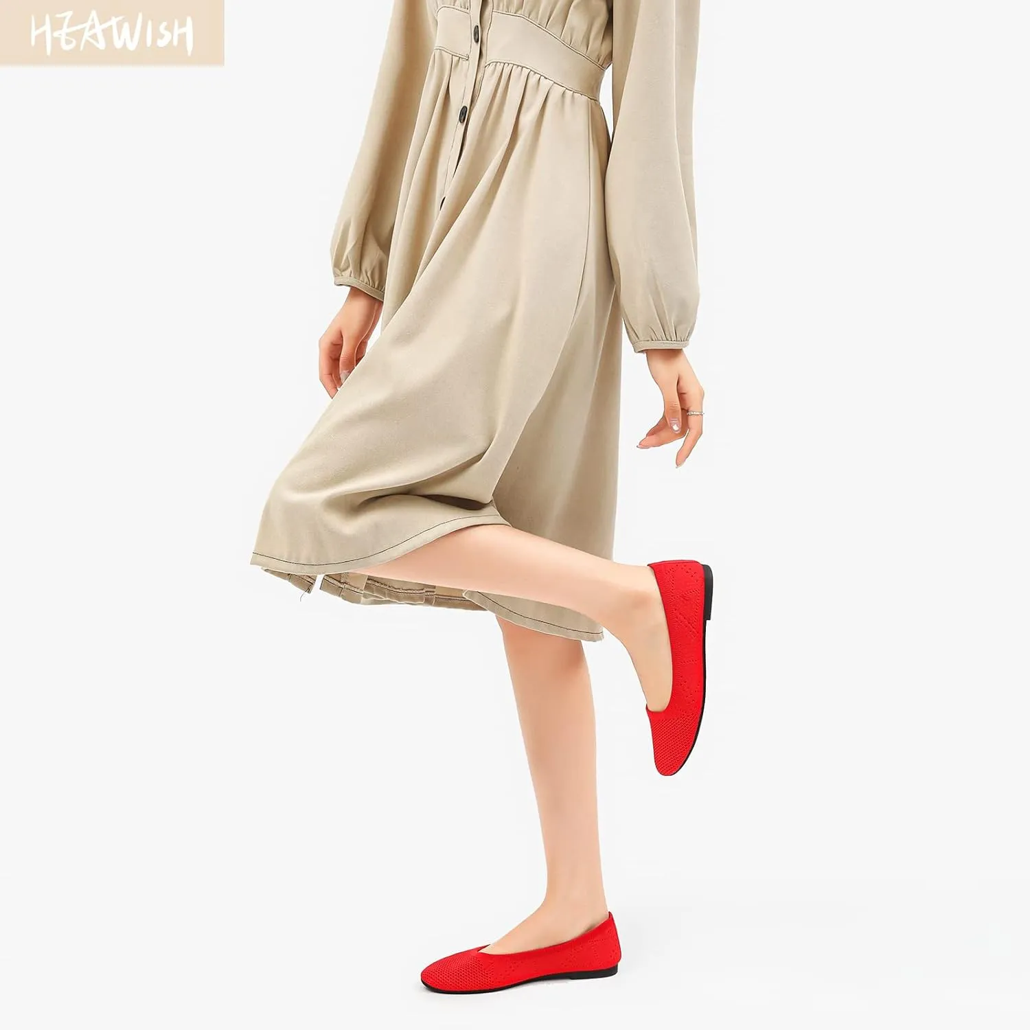 HEAWISH Comfortable Round Toe Flats Shoes Women, Slip On Ballet Flats for Women, Casual Women's Flats for Walking