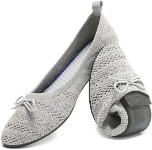 HEAWISH Women’s Flats Shoes Comfortable Crochet Lace Mesh Round Toe Slip On Casual Ballet Flats Dress Shoes