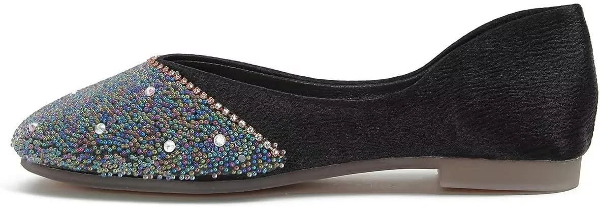 Hee grand Glittery Rhinestones Ballet Flats for Wedding Party Square Toe Slip-On Flats Comfort Light Weight Loafers Sparkling Crystals Fashion Dress Shoes