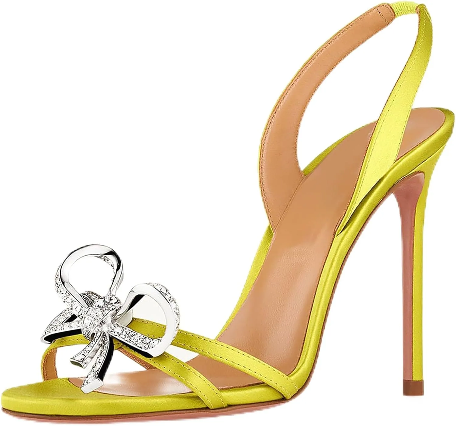 High Heels Sandals for Women, Double Bowknots Rhinestone Sandals Fashion Dressy Open Round Toe Sandals Sexy Stiletto Heels Party Sandals for Dating Shopping