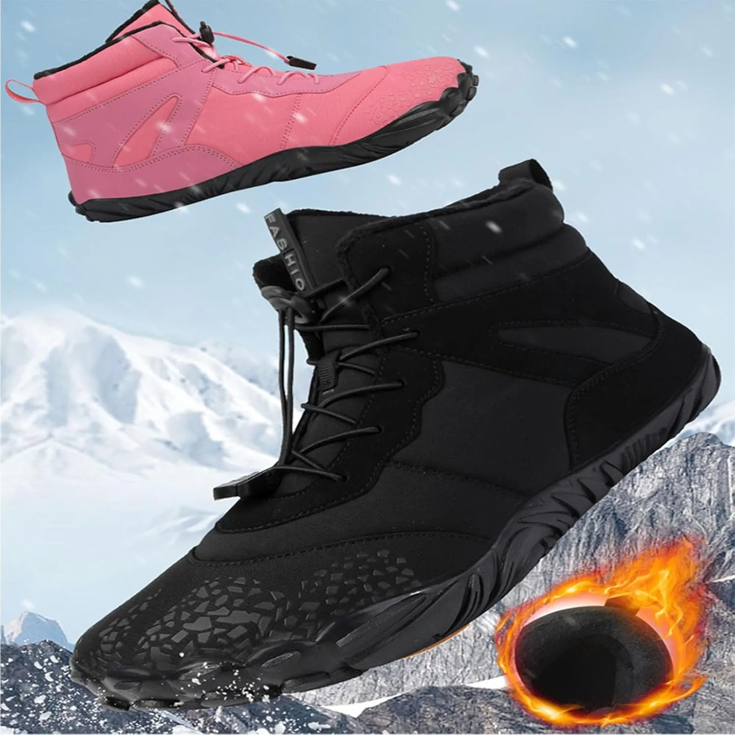 Hike Barefoot Footwear Womens Men, Winter Anti-Slip Ankle Boots Zero Drop Sole Trail Running Sneakers Wide Toe Box