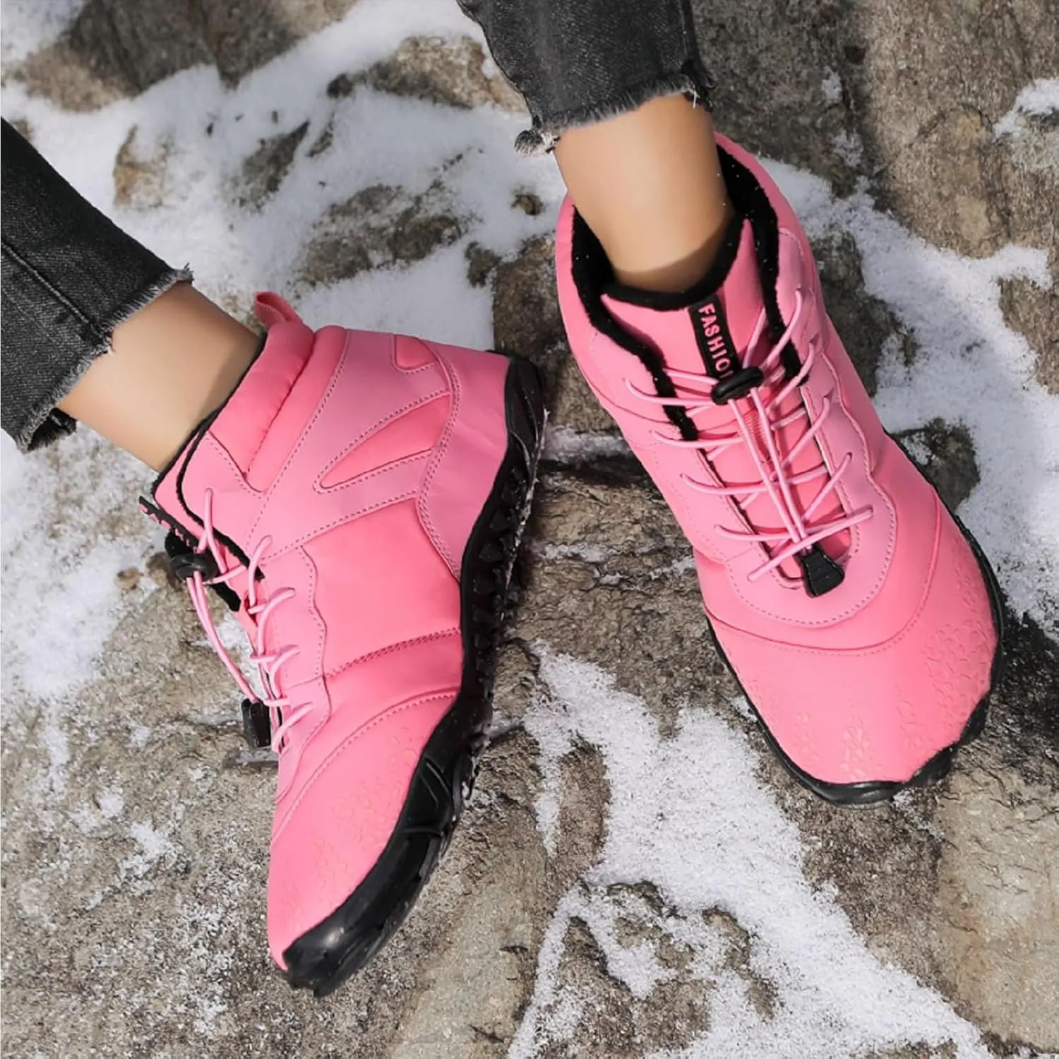 Hike Barefoot Footwear Womens Men, Winter Anti-Slip Ankle Boots Zero Drop Sole Trail Running Sneakers Wide Toe Box