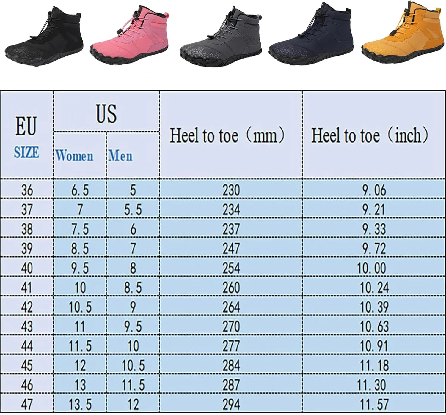 Hike Barefoot Footwear Womens Men, Winter Anti-Slip Ankle Boots Zero Drop Sole Trail Running Sneakers Wide Toe Box