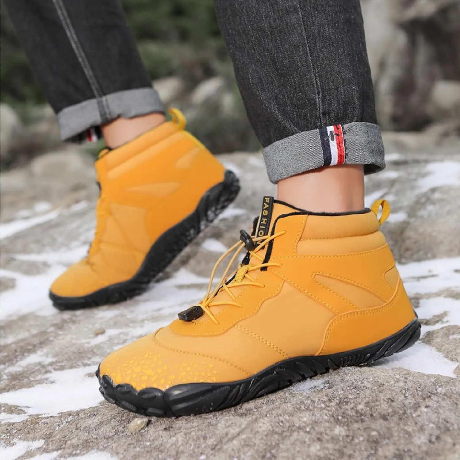 Hike Barefoot Footwear Womens Men, Winter Anti-Slip Ankle Boots Zero Drop Sole Trail Running Sneakers Wide Toe Box