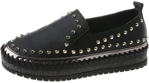 HINDOLA Women's Fashion Sparkly Rhinestone Sneakers Low Top Bling Casual Walking Shoes Flats Low Top Loafers for Women