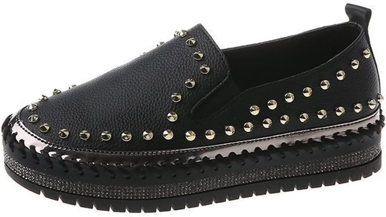 HINDOLA Women's Fashion Sparkly Rhinestone Sneakers Low Top Bling Casual Walking Shoes Flats Low Top Loafers for Women