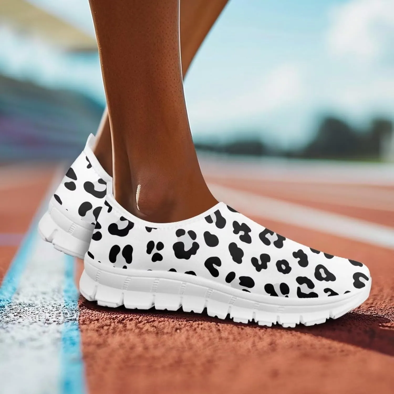 Howilath Animal Print Women's Loafers & Slip-on Running Sneakers Travel Breathable Shoes with Anti-Slip Sole