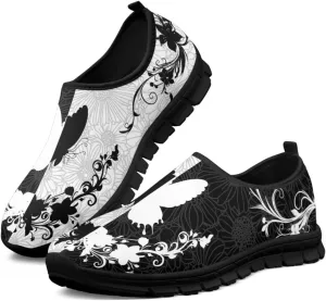 Howilath Boho Floral Mens Slip on Loafers Running Sneakers Casual Sport Shoes Hands Free Shoes with Anti-Slip Sole