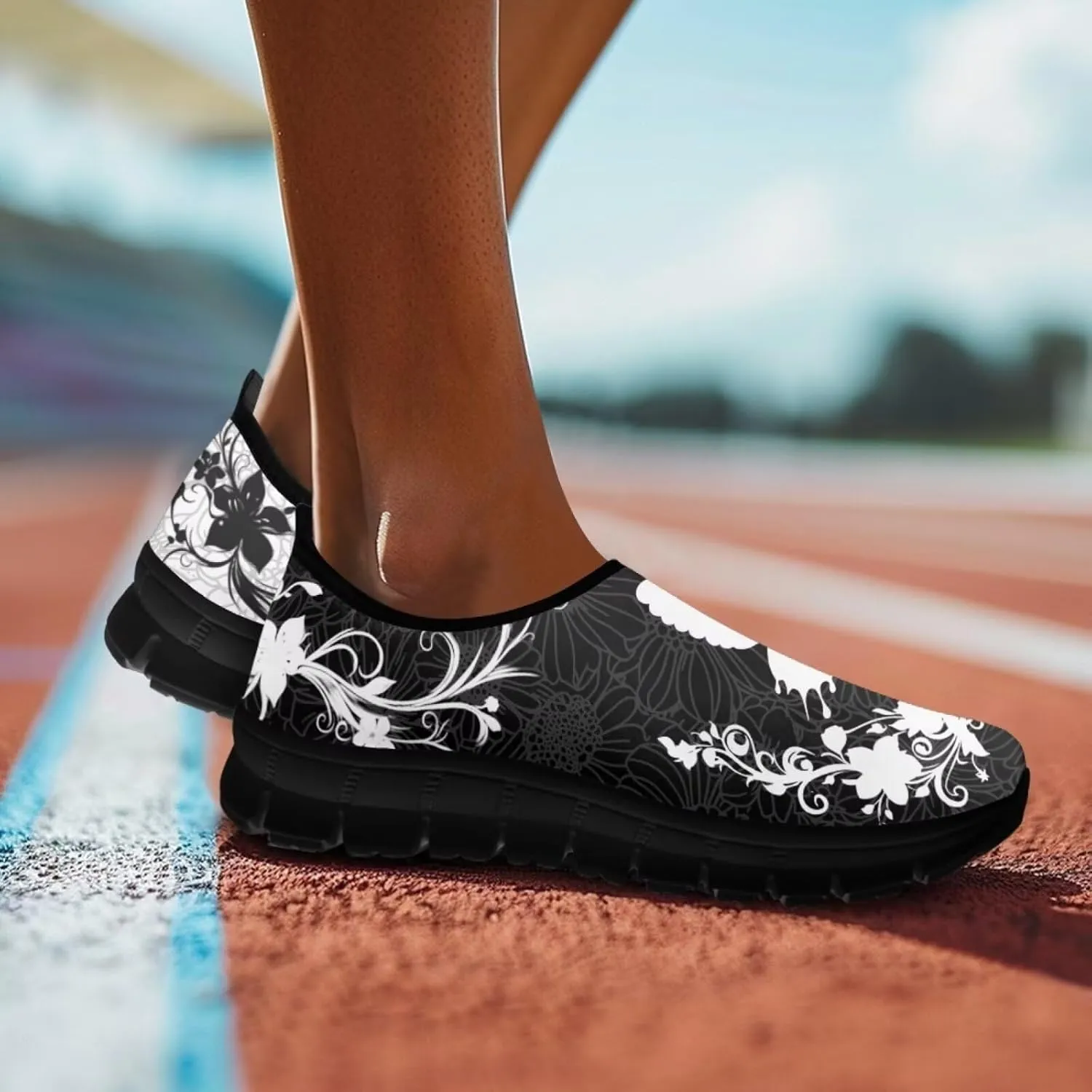 Howilath Boho Floral Mens Slip on Loafers Running Sneakers Casual Sport Shoes Hands Free Shoes with Anti-Slip Sole