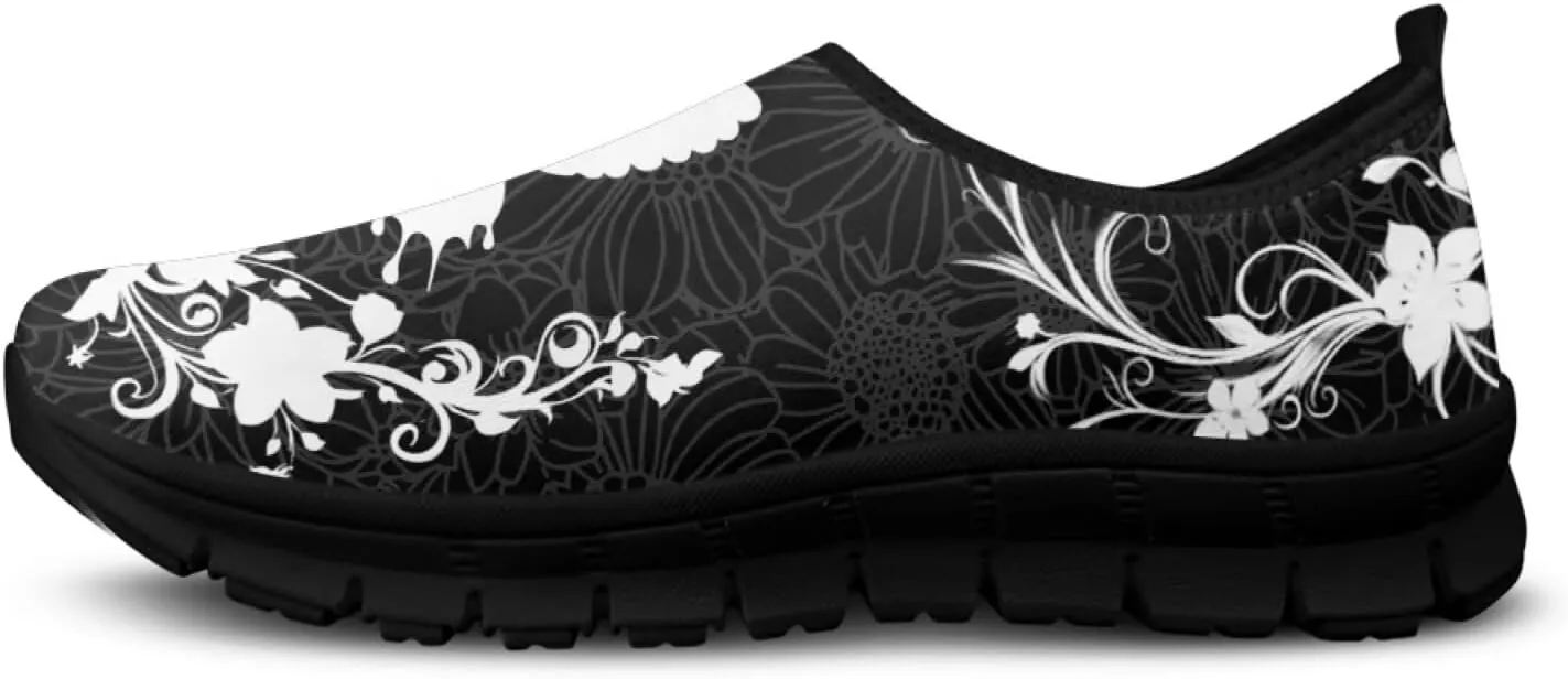 Howilath Boho Floral Mens Slip on Loafers Running Sneakers Casual Sport Shoes Hands Free Shoes with Anti-Slip Sole