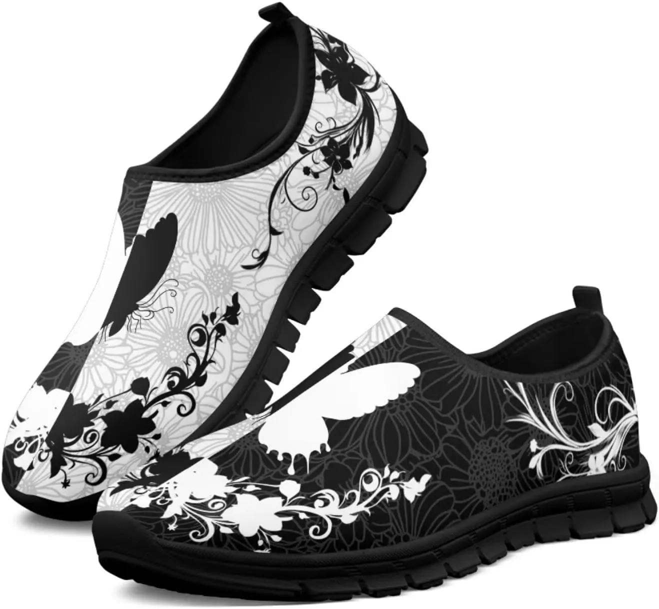 Howilath Boho Floral Mens Slip on Loafers Running Sneakers Casual Sport Shoes Hands Free Shoes with Anti-Slip Sole