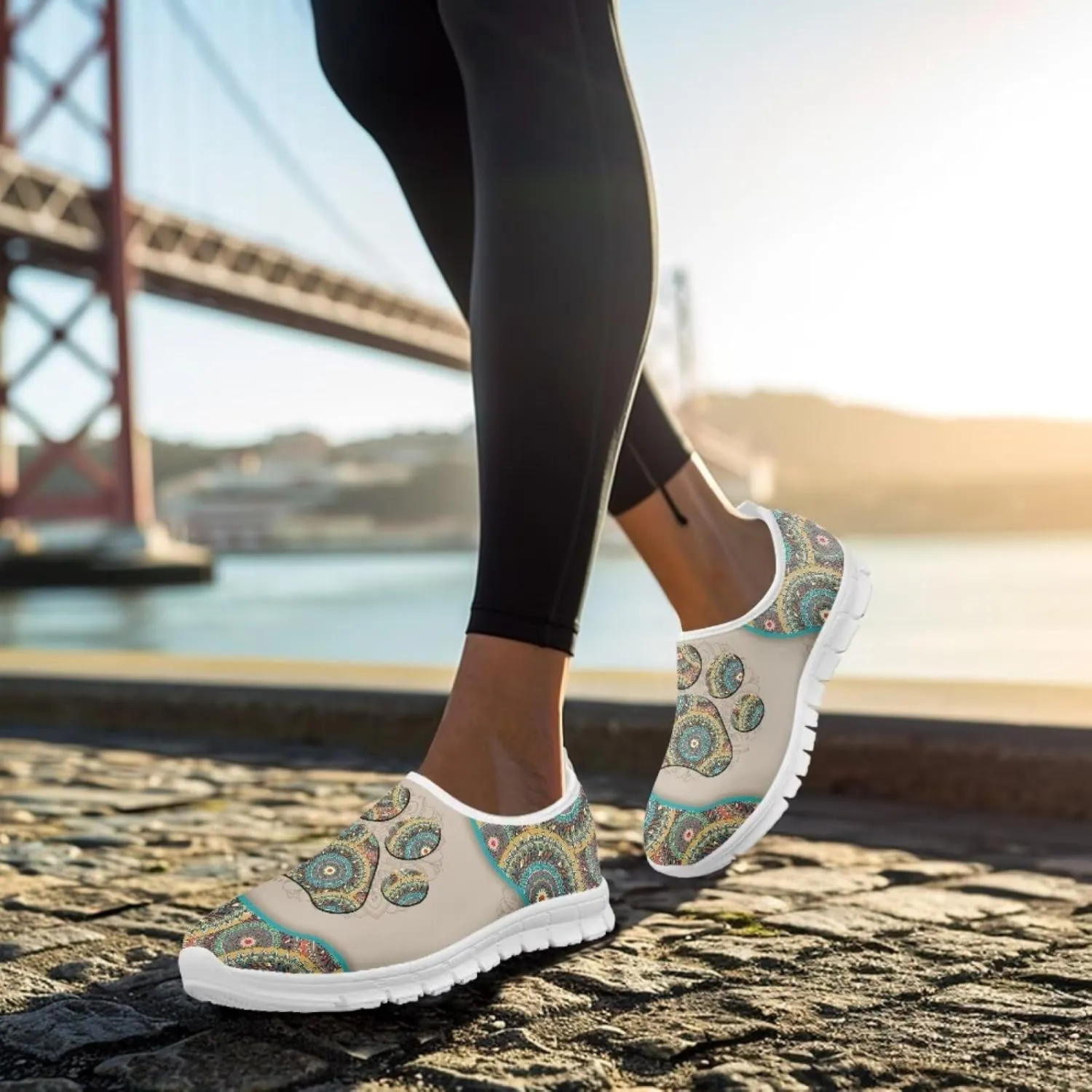 Howilath Western Aztec Slip on Loafers for Women Casual Shoes Anti-Skid Running Sneakers for Travel Indoor Training