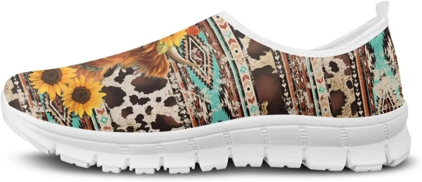 Howilath Western Aztec Slip on Loafers for Women Casual Shoes Anti-Skid Running Sneakers for Travel Indoor Training