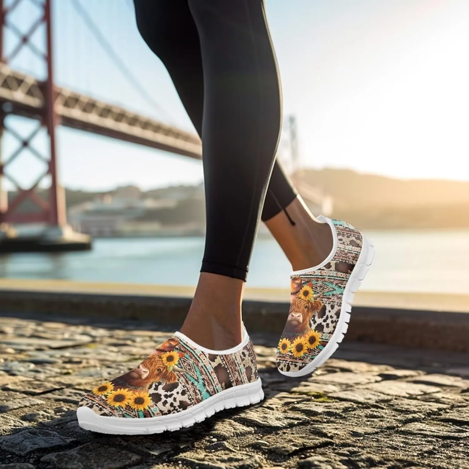 Howilath Western Aztec Slip on Loafers for Women Casual Shoes Anti-Skid Running Sneakers for Travel Indoor Training