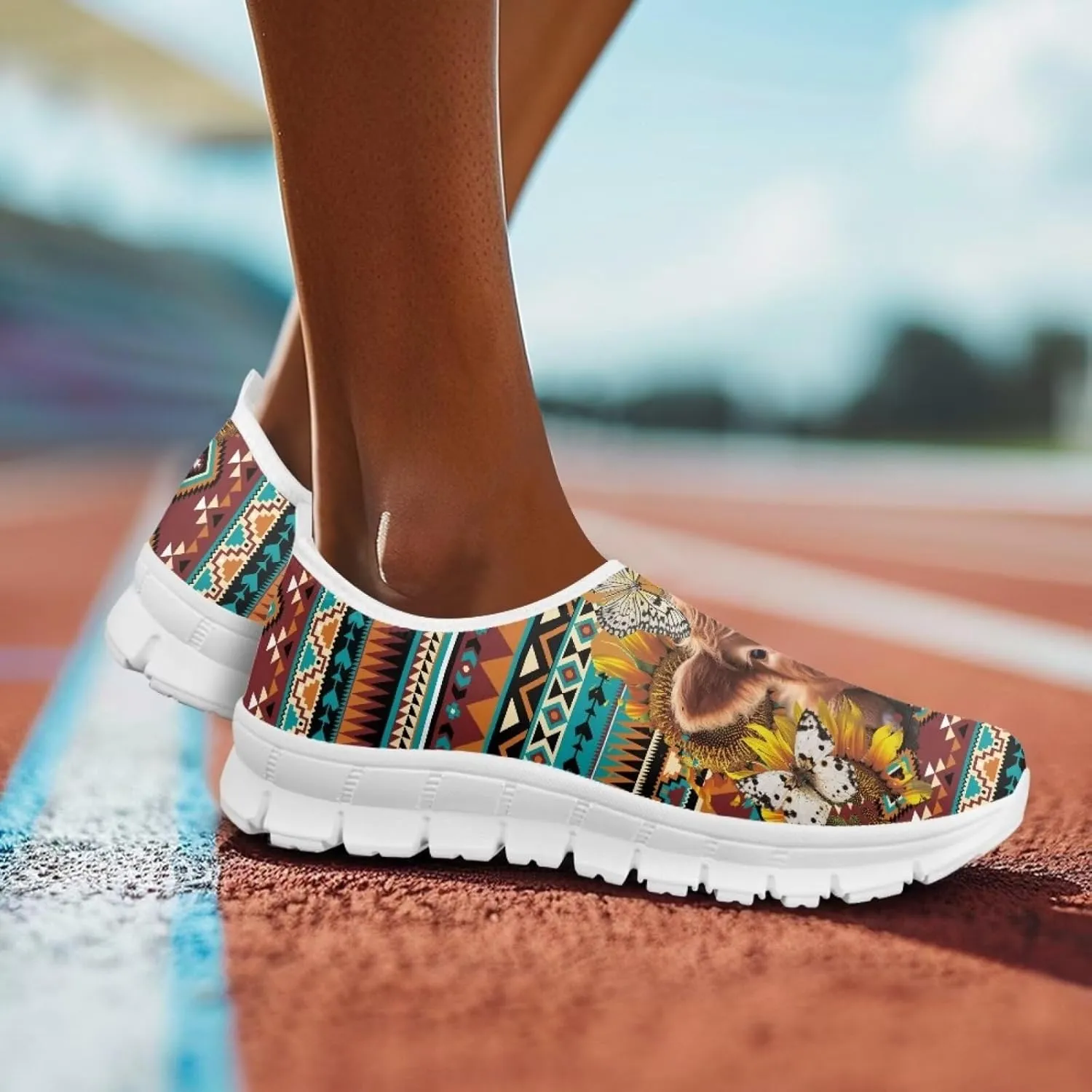 Howilath Western Aztec Slip on Loafers for Women Casual Shoes Anti-Skid Running Sneakers for Travel Indoor Training