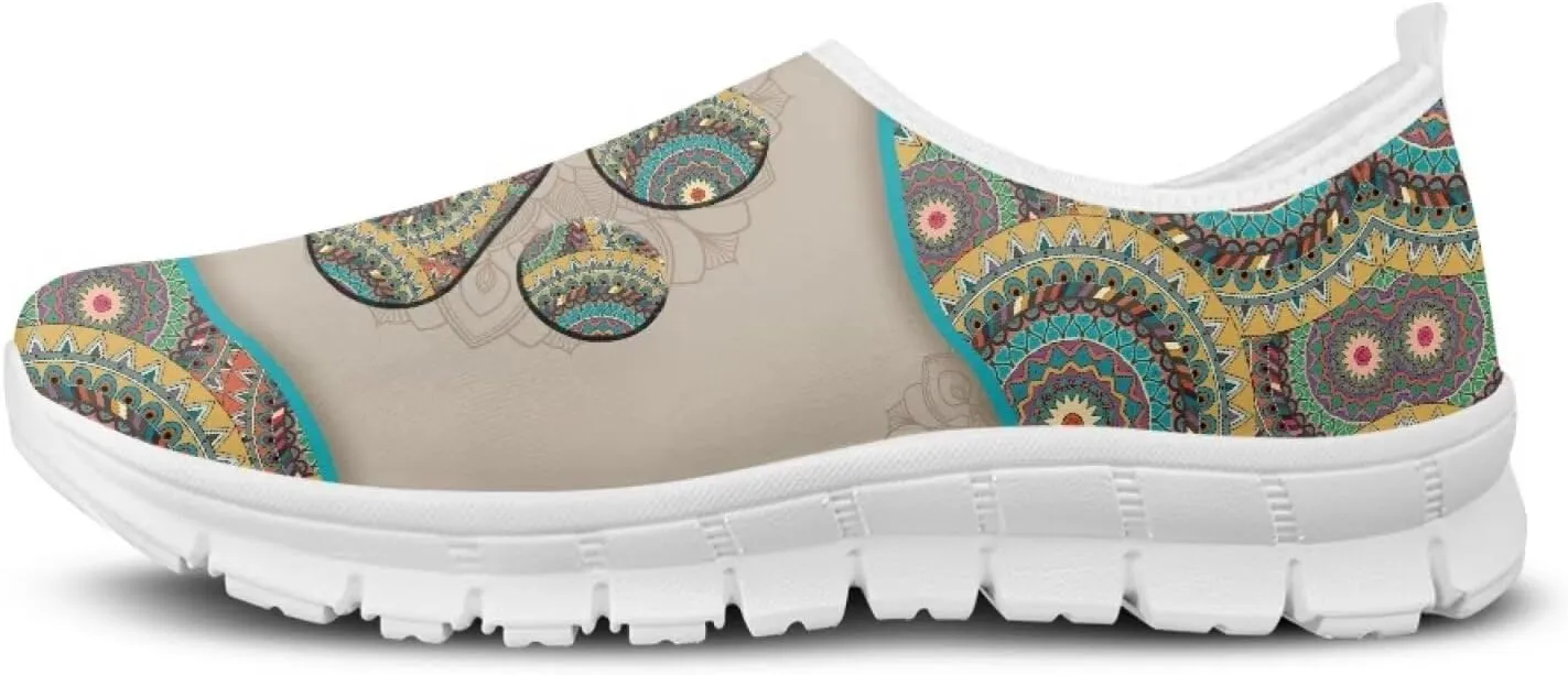 Howilath Western Aztec Slip on Loafers for Women Casual Shoes Anti-Skid Running Sneakers for Travel Indoor Training