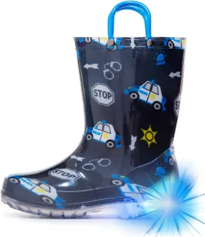 HugRain Light Up Rain Boots for Little Kids