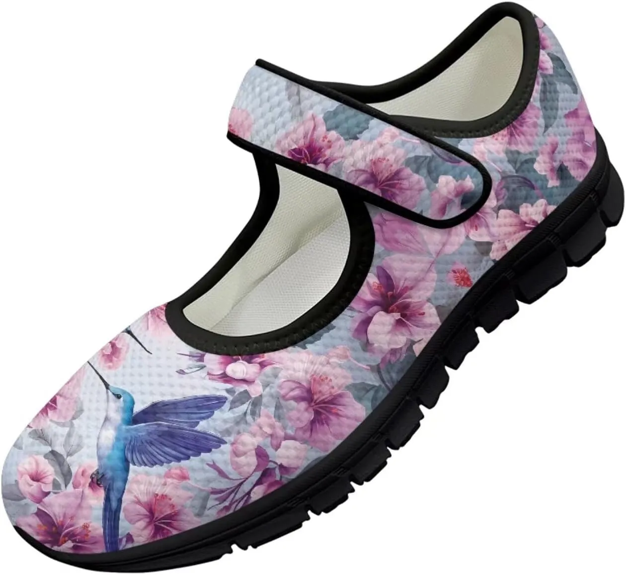 Hummingbird Mary Jane Shoes Wide Width Dress Flats Dressy Round Toe Office Work Shoes for Women