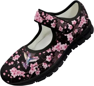 Hummingbird Mary Jane Shoes Wide Width Dress Flats Dressy Round Toe Office Work Shoes for Women