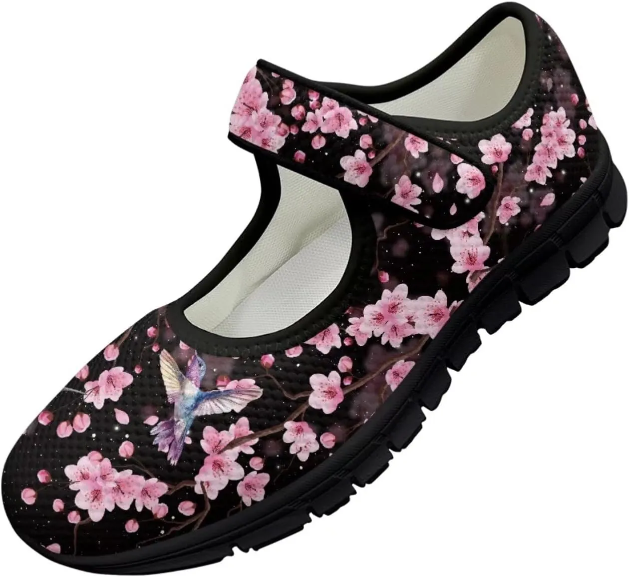 Hummingbird Mary Jane Shoes Wide Width Dress Flats Dressy Round Toe Office Work Shoes for Women