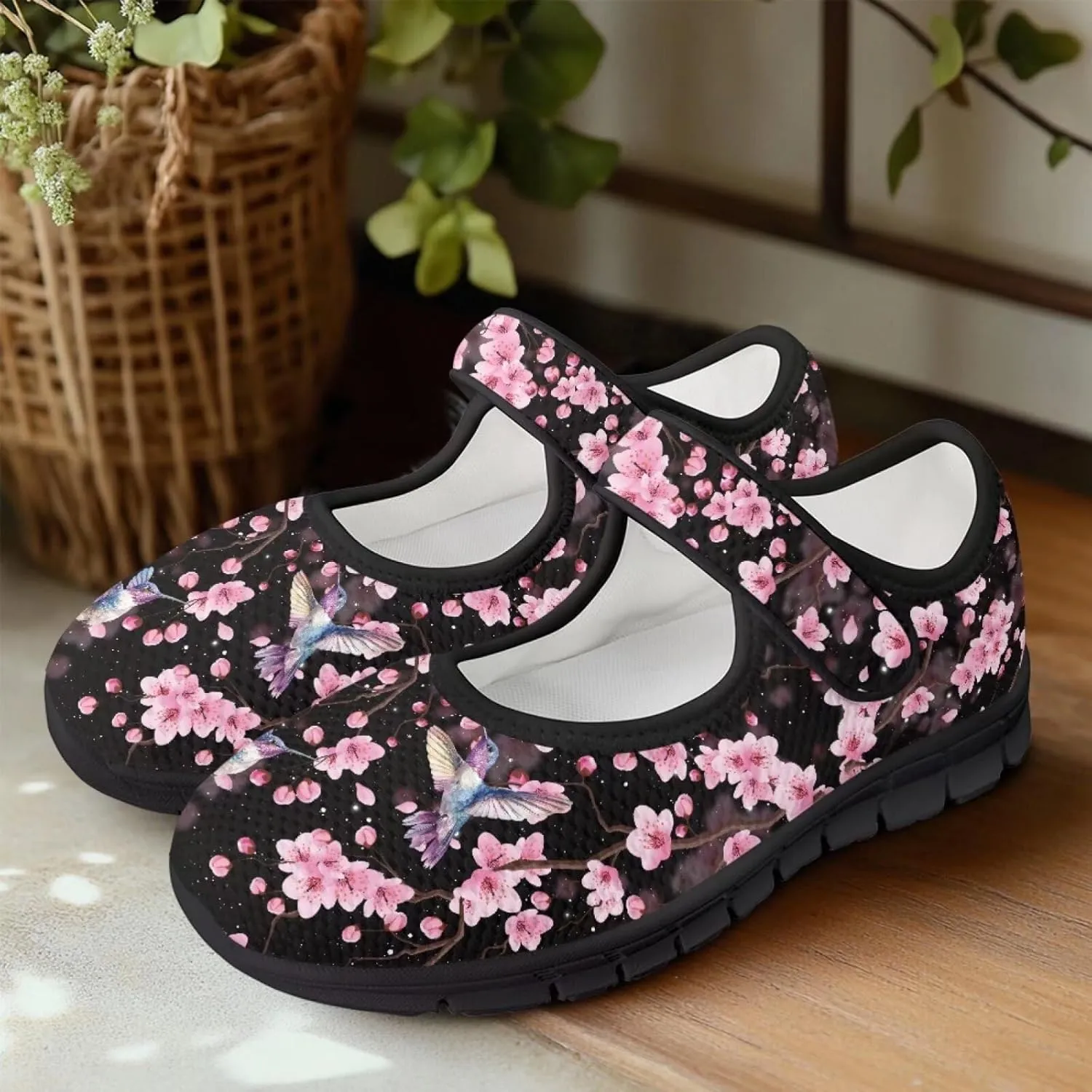 Hummingbird Mary Jane Shoes Wide Width Dress Flats Dressy Round Toe Office Work Shoes for Women