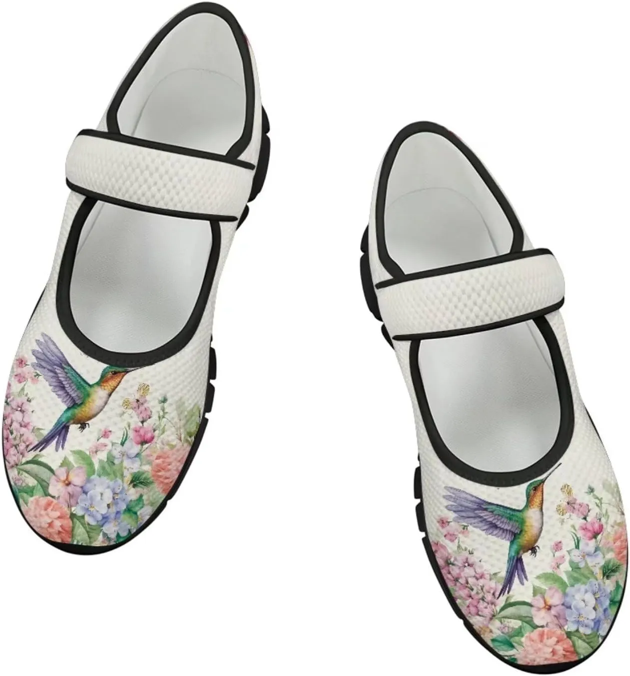 Hummingbird Mary Jane Shoes Wide Width Dress Flats Dressy Round Toe Office Work Shoes for Women