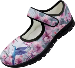 Hummingbird Mary Jane Shoes Wide Width Dress Flats Dressy Round Toe Office Work Shoes for Women