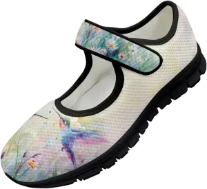 Hummingbird Mary Jane Shoes Wide Width Dress Flats Dressy Round Toe Office Work Shoes for Women
