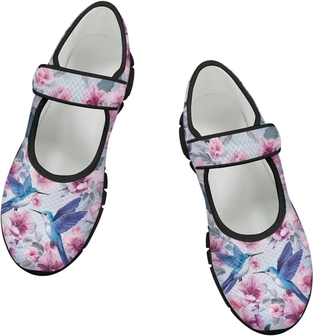 Hummingbird Mary Jane Shoes Wide Width Dress Flats Dressy Round Toe Office Work Shoes for Women