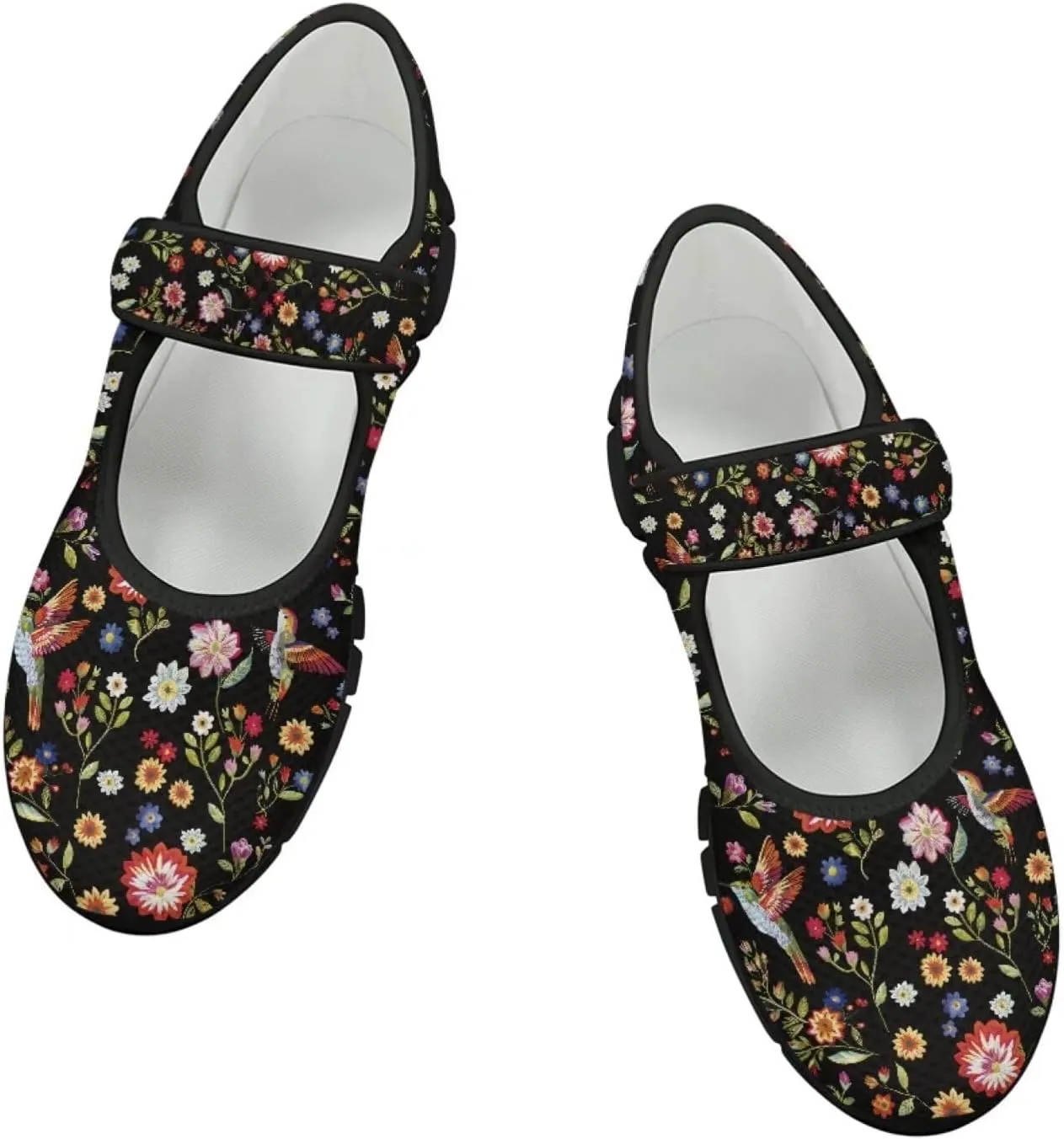 Hummingbird Mary Jane Shoes Wide Width Dress Flats Dressy Round Toe Office Work Shoes for Women