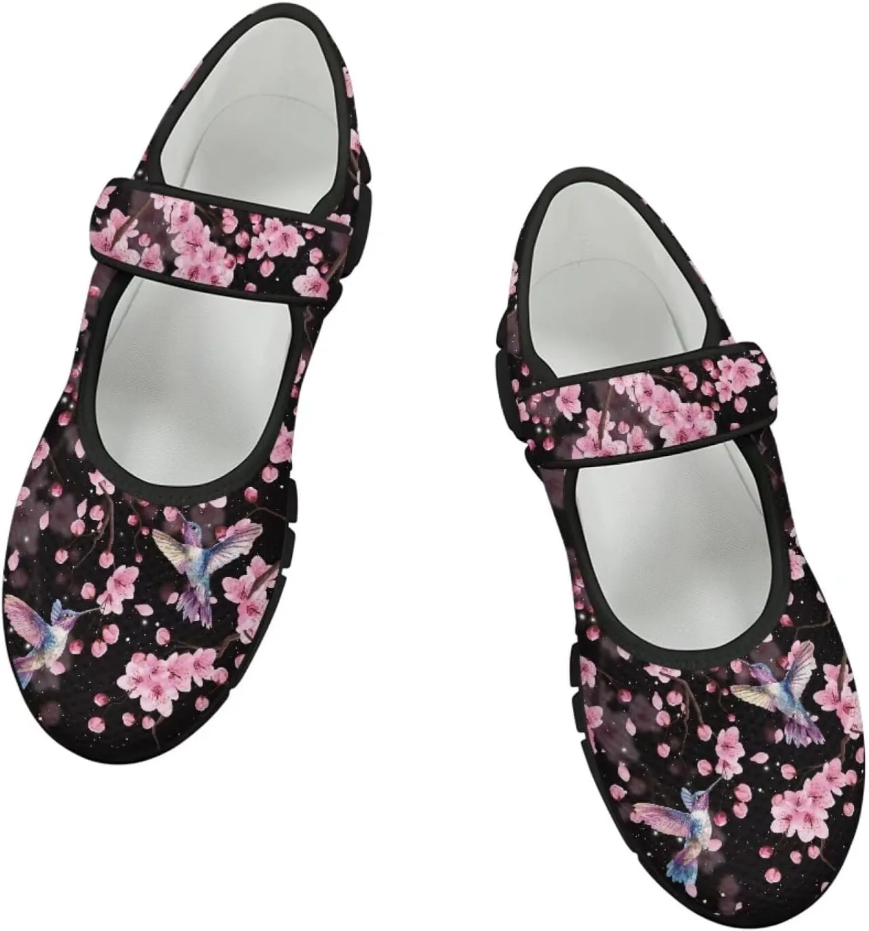Hummingbird Mary Jane Shoes Wide Width Dress Flats Dressy Round Toe Office Work Shoes for Women
