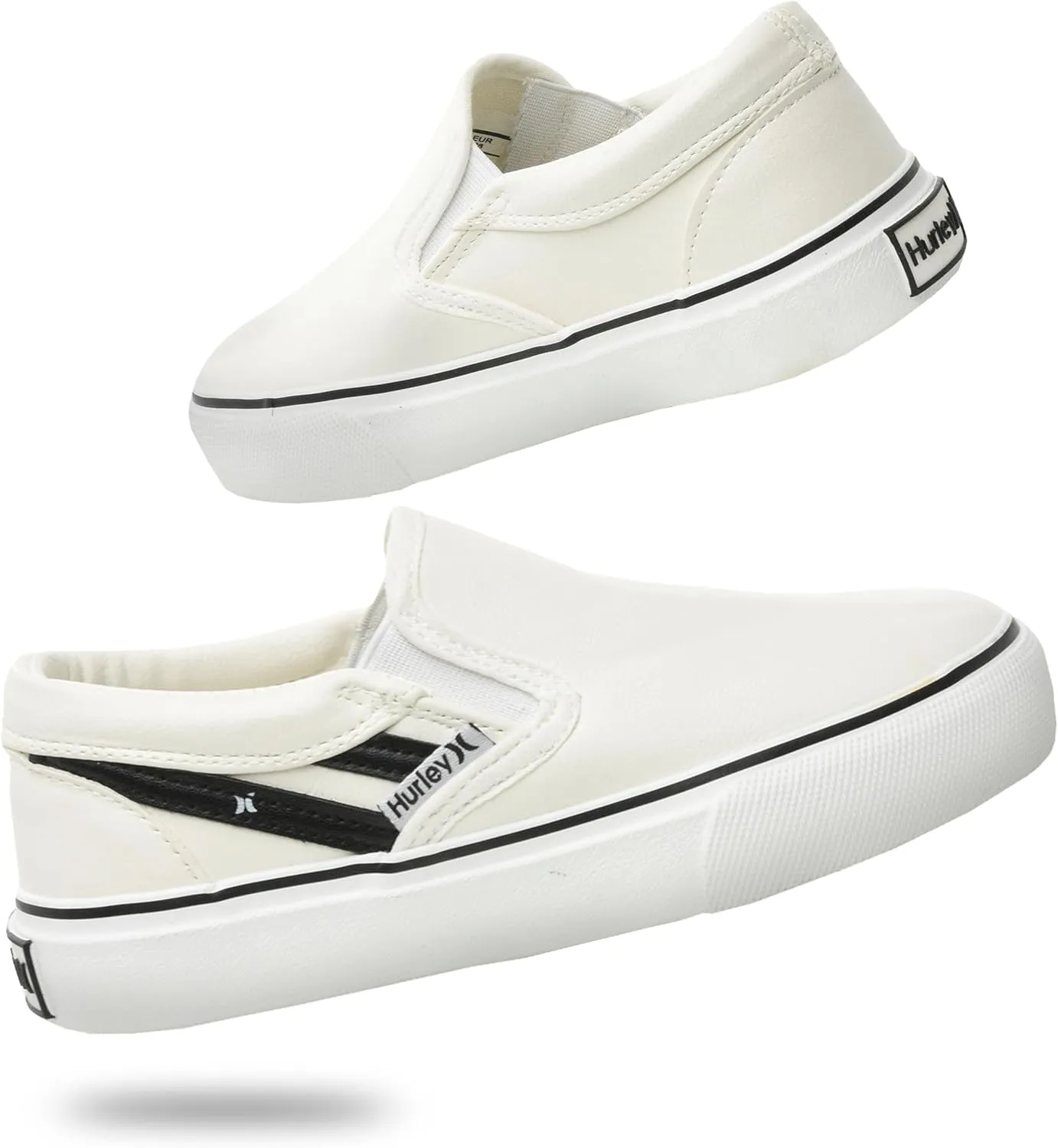Hurley Kids Canvas Slip On Sneakers – Low Cut Skateboarding Shoes for Kids, Sports Shoes for Boys and Girls, Casual Sneakers