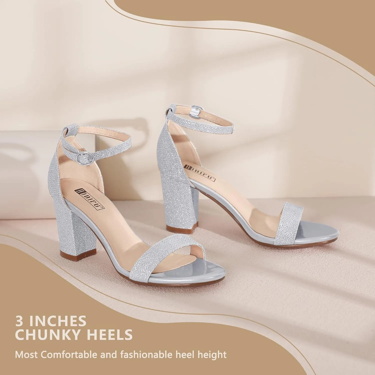 IDIFU Women's 3 Inch Heel Sandals for Women