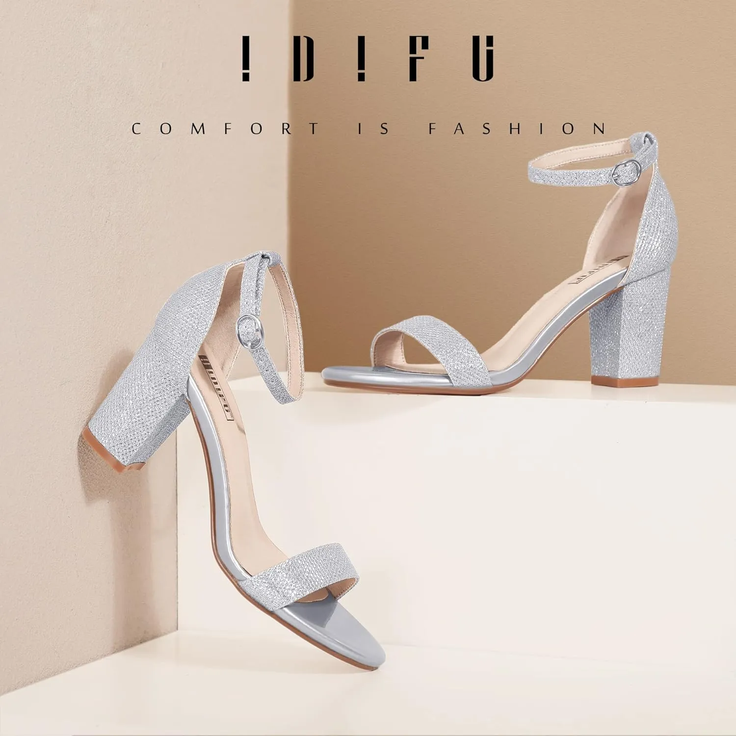 IDIFU Women's 3 Inch Heel Sandals for Women