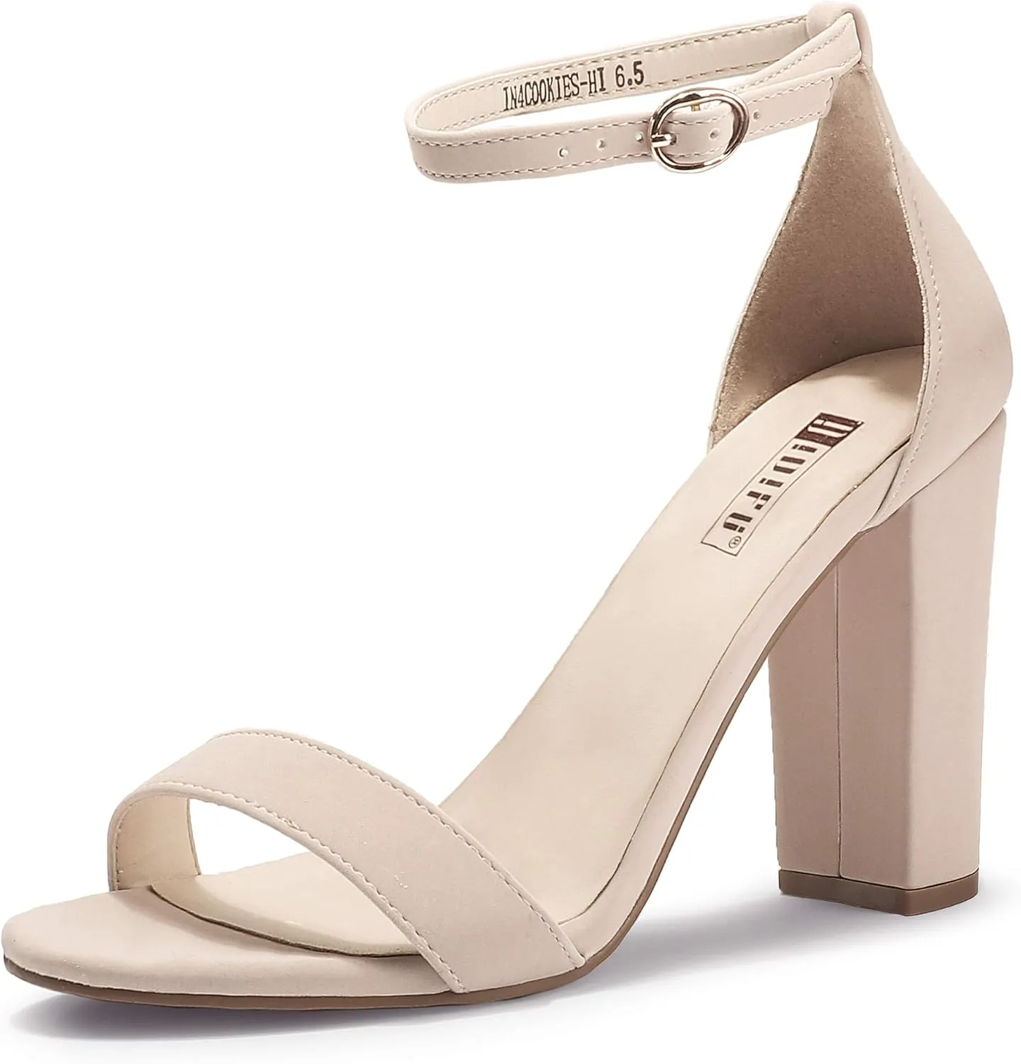IDIFU Women's IN4 Cookie-HI Chunky High Heel Sandals Open Toe Ankle Strap Wedding Bridal Prom Dress Shoes For Women Bride Bridesmaid