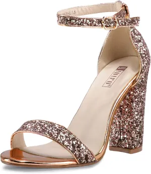 IDIFU Women's IN4 Cookie-HI Chunky High Heel Sandals Open Toe Ankle Strap Wedding Bridal Prom Dress Shoes For Women Bride Bridesmaid