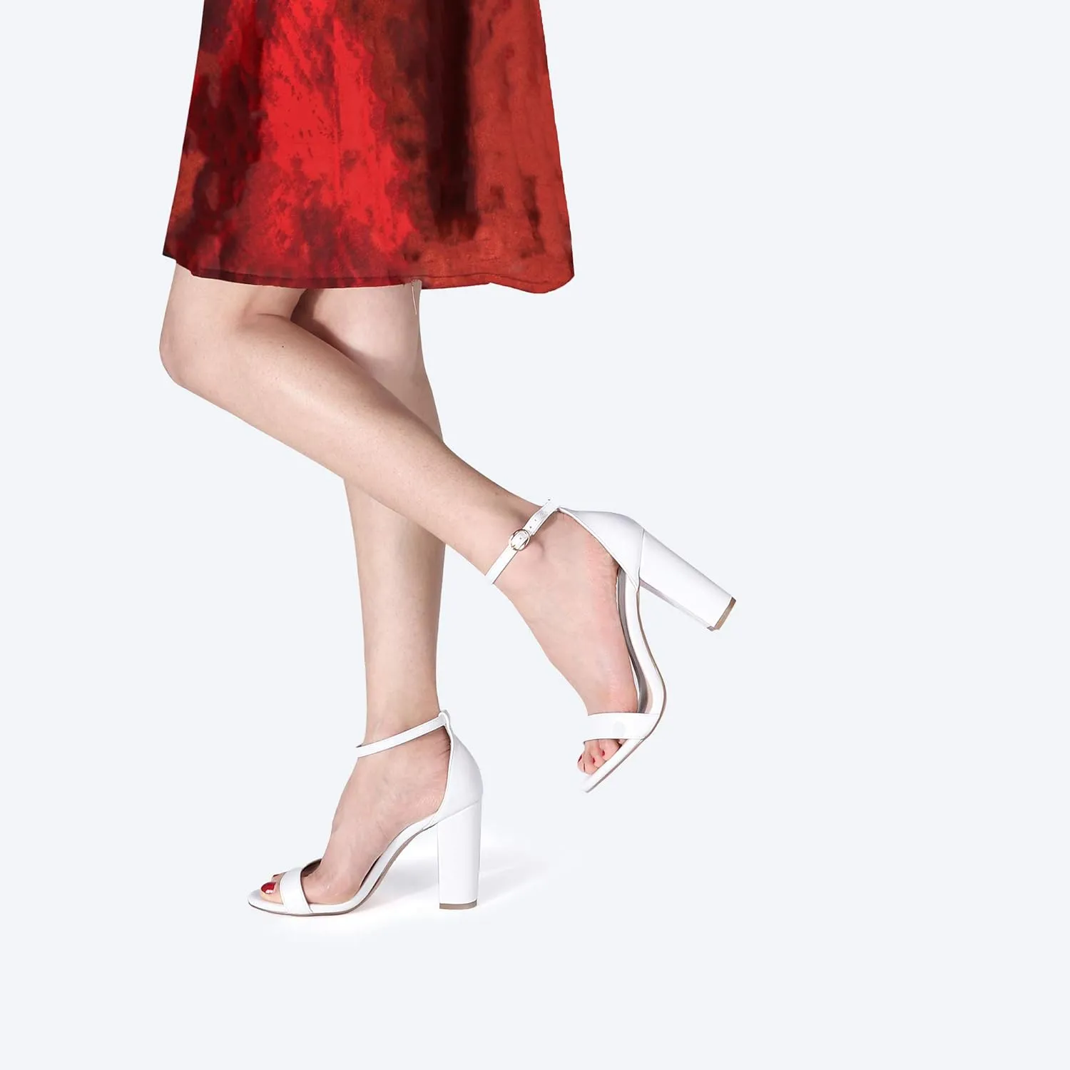 IDIFU Women's IN4 Cookie-HI Chunky High Heel Sandals Open Toe Ankle Strap Wedding Bridal Prom Dress Shoes For Women Bride Bridesmaid