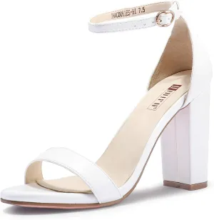 IDIFU Women's IN4 Cookie-HI Chunky High Heel Sandals Open Toe Ankle Strap Wedding Bridal Prom Dress Shoes For Women Bride Bridesmaid