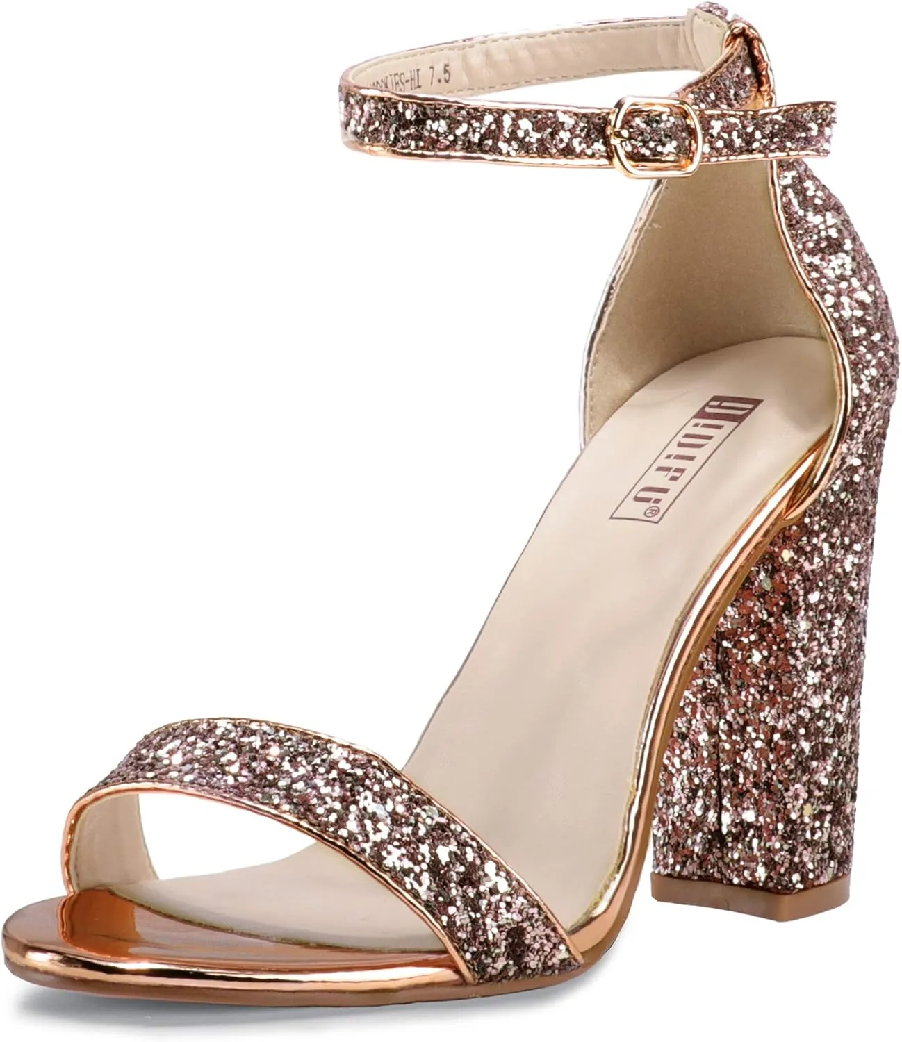 IDIFU Women's IN4 Cookie-HI Chunky High Heel Sandals Open Toe Ankle Strap Wedding Bridal Prom Dress Shoes For Women Bride Bridesmaid