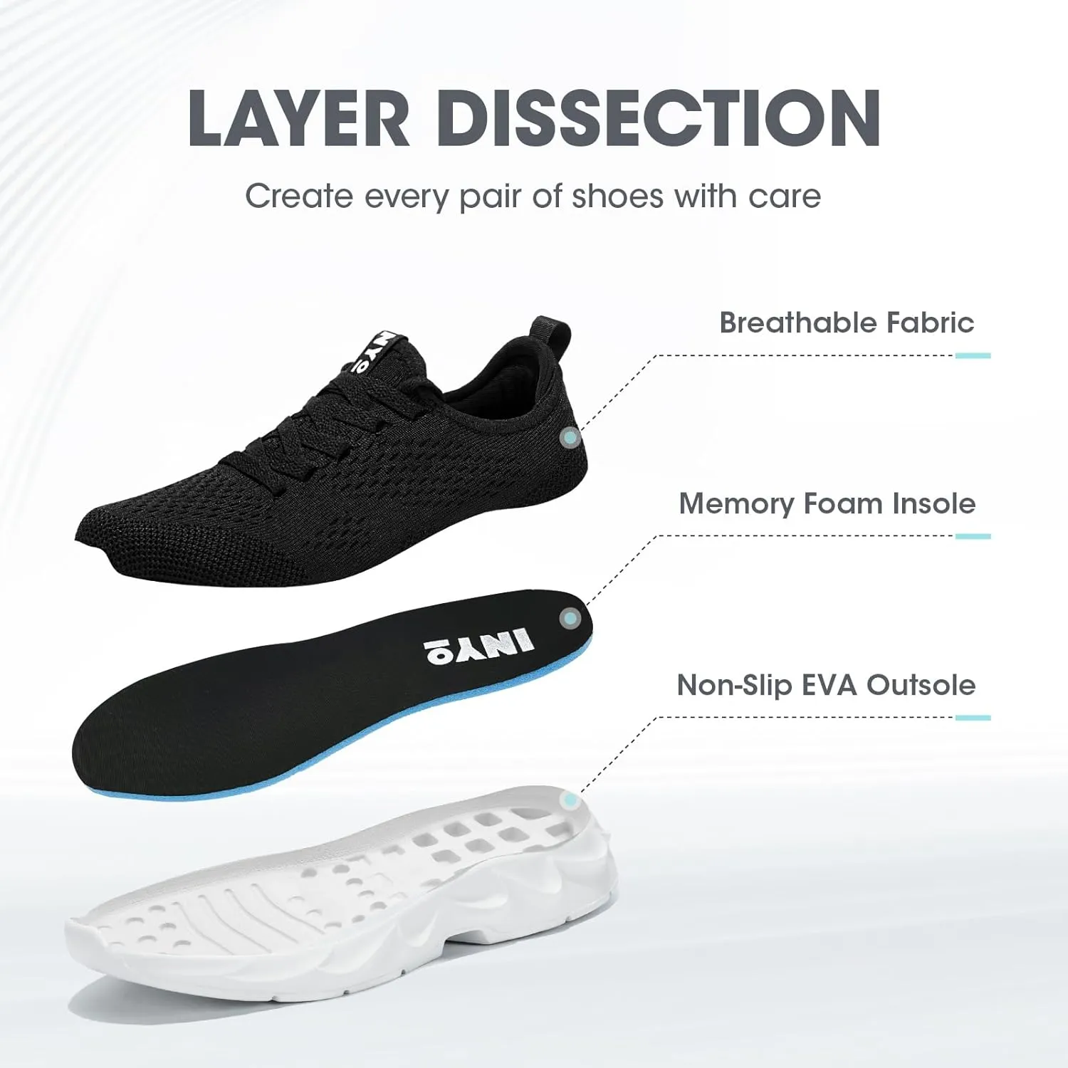 INYO Mens Tennis Shoes Walking Lightweight Sneakers No Slip Sports Workout Gym Shoes for Running