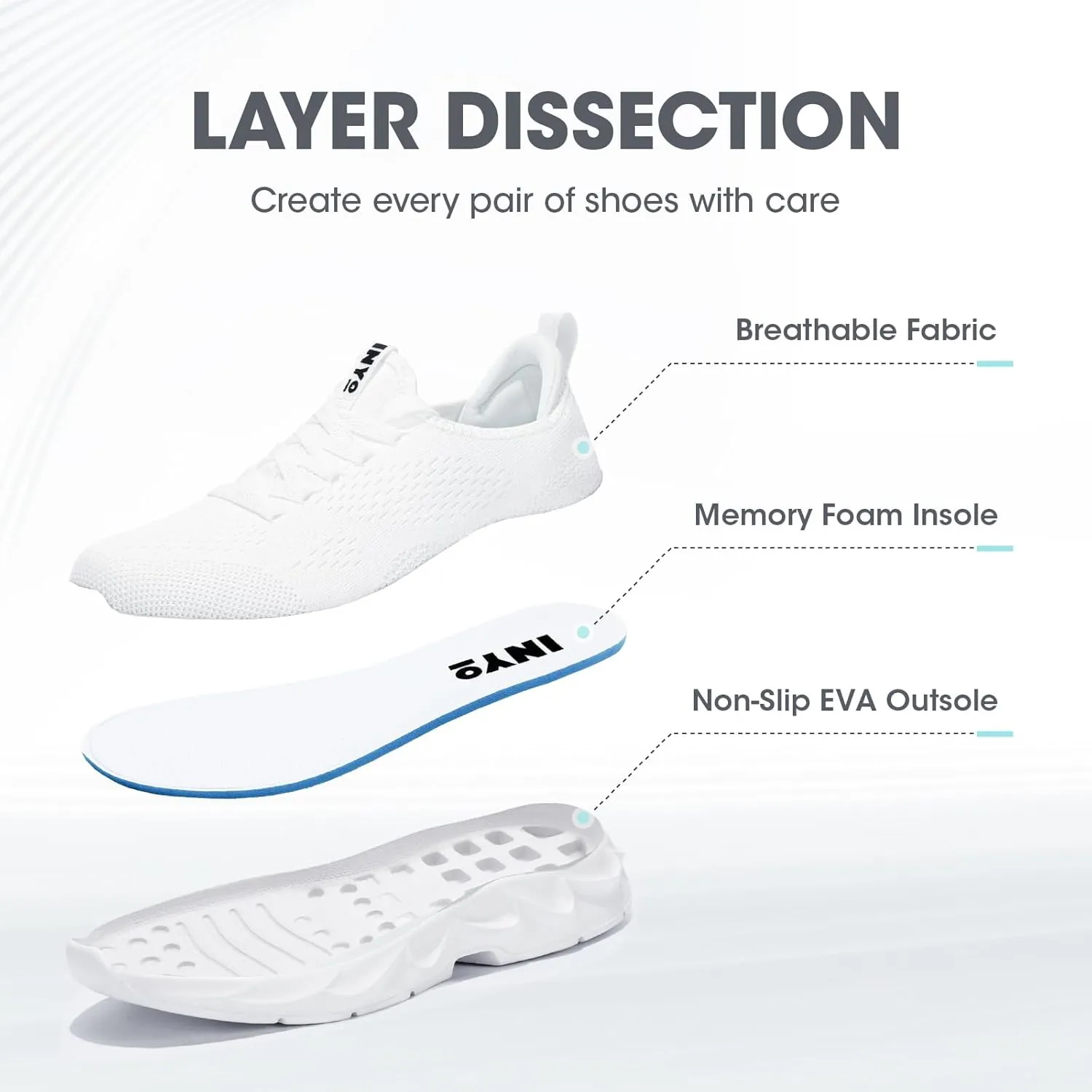 INYO Mens Tennis Shoes Walking Lightweight Sneakers No Slip Sports Workout Gym Shoes for Running