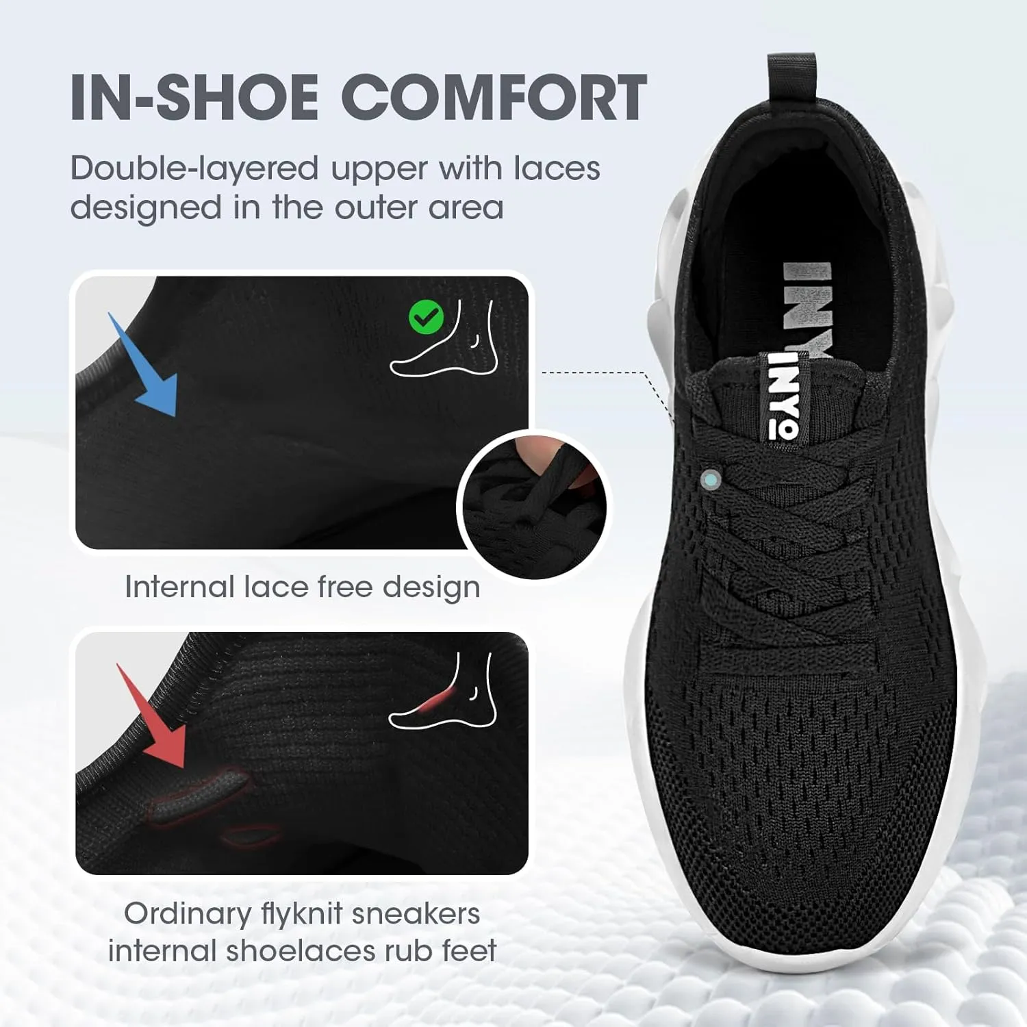 INYO Mens Tennis Shoes Walking Lightweight Sneakers No Slip Sports Workout Gym Shoes for Running