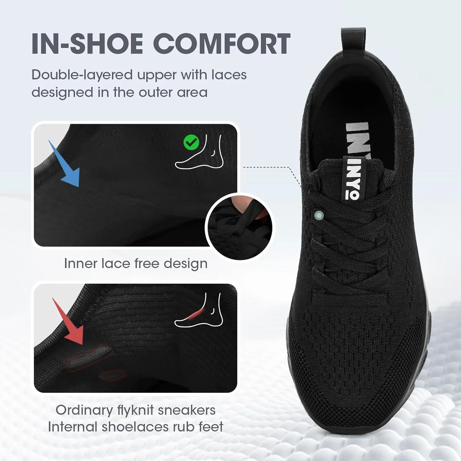 INYO Womens Sneakers Walking Lightweight Tennis Shoes No Slip Sports Workout Gym Shoes for Running
