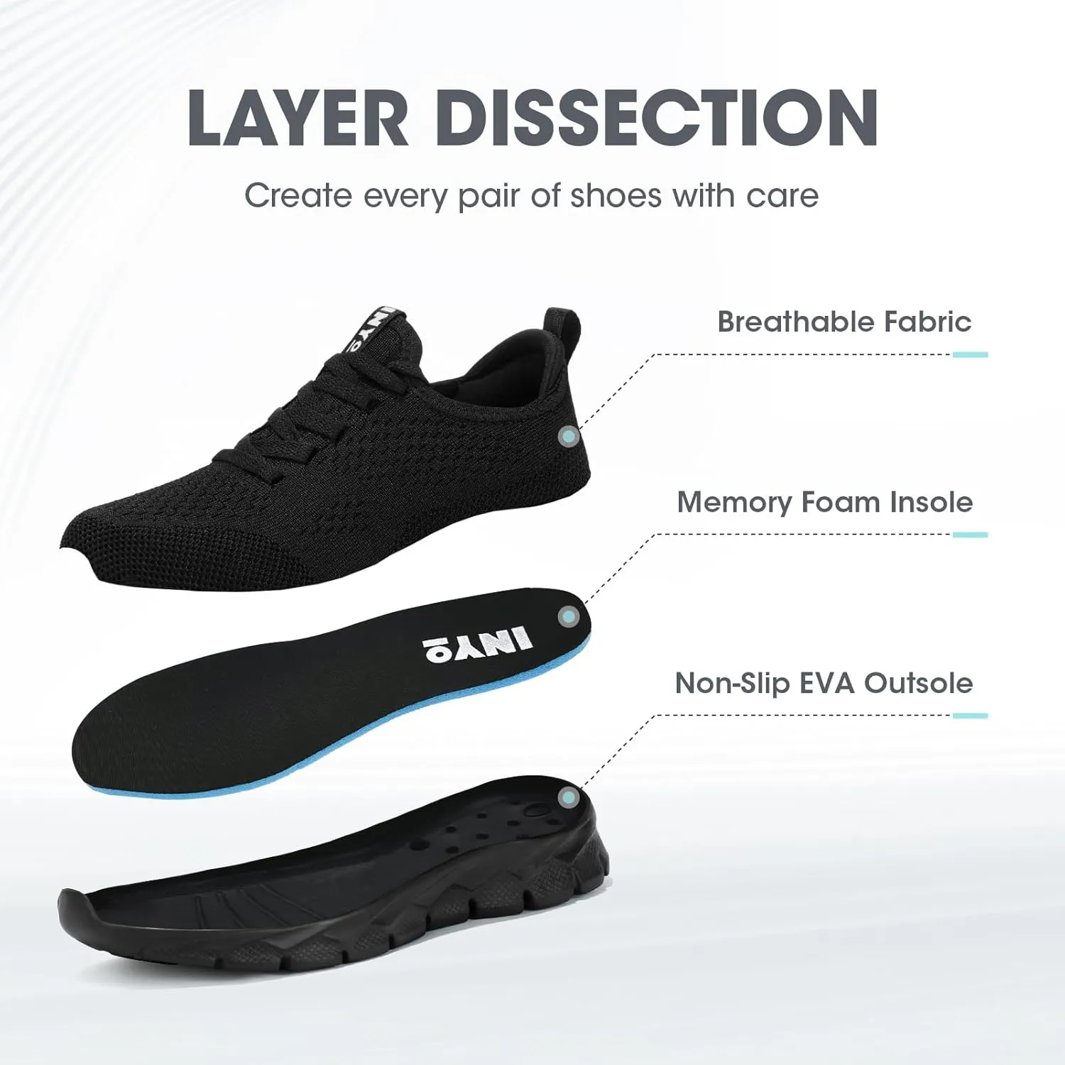 INYO Womens Sneakers Walking Lightweight Tennis Shoes No Slip Sports Workout Gym Shoes for Running